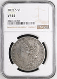 1892-S Morgan Silver Dollar, VF25 NGC, (15041)