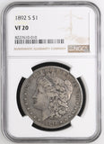1892-S Morgan Silver Dollar, VF20 NGC, (15040)