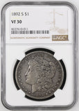 1892-S Morgan Silver Dollar, VF30 NGC, (15044)