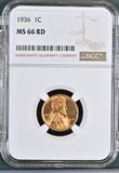 1936 Lincoln Wheat Cent, MS66RD NGC (326262) Stock photo