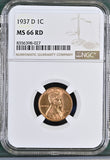 1937-D Lincoln Wheat Cent, MS66RD NGC (15236)