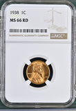 1938 Lincoln Wheat Cent, MS66RD NGC (326264) Stock photo
