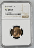 1909-VDB Lincoln Wheat Cent, MS67RD, NGC. (14902)
