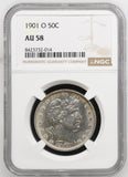 1901-O Barber Half Dollar, AU58, NGC (15447)