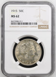 1915 Barber Half Dollar, MS62 NGC  (15248)