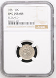 1887 Seated Liberty Dime, AU Det, NCG, (15406)