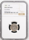 1887 Seated Liberty Dime, UNC Det, NCG, (15405)