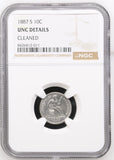 1887-S Seated Liberty Dime, UNC Det, NCG, (15404)