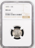 1893 Barber Dime, MS64, NGC (17008)