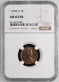 1920-D Lincoln Wheat Cent, MS64RB, NGC, (14834)