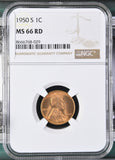 1950-S Lincoln Wheat Cent, MS66RD NGC (3262610) Stock photo