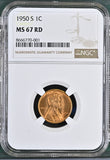 1950-S Lincoln Wheat Cent, Steel, MS67RD NGC (770001)
