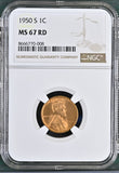 1950-S Lincoln Wheat Cent, Steel, MS67RD NGC (770008)