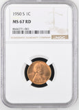 1950-S Lincoln Wheat Cent, Steel, MS67RD NGC (771001)