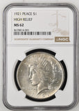1921 Peace Silver Dollar, MS62, NGC (21369)