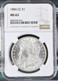 1884-CC Morgan Silver Dollar, MS63 NGC (15238)