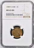 1909-S VDB Lincoln Wheat Cent, MS65BN, NGC+CAC. (14926)