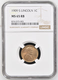 1909-S Lincoln Wheat Cent, MS65RB, NGC. (14904)