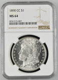 1890-CC Morgan Silver Dollar, MS64 NGC, (14976)