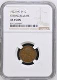 1922 No D Lincoln Cent, XF45 NGC (15805)