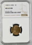 1909-S VDB Lincoln Wheat Cent, MS65RB NGC+CAC (16715)
