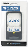 Multi Power LED Lite Pocket Magnifier 2.5x/4.5x/6x