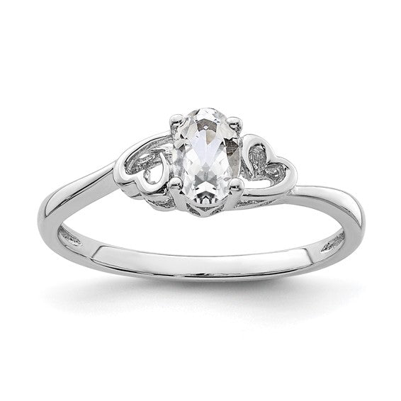Sterling Silver Rhodium-plated White Topaz Ring