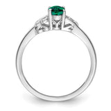 Sterling Silver Rhodium-plated Created Emerald Ring