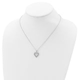 Diamond Fascination Diamond Mystique Sterling Silver Platinum-plated Diamond and Sapphire Heart 18 Inch Necklace