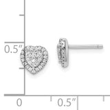 Sterling Silver Rhodium-plated Pave CZ Heart Post Earrings