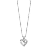Sterling Silver Rhodium-plated Fancy CZ Open Heart 16 inch Necklace