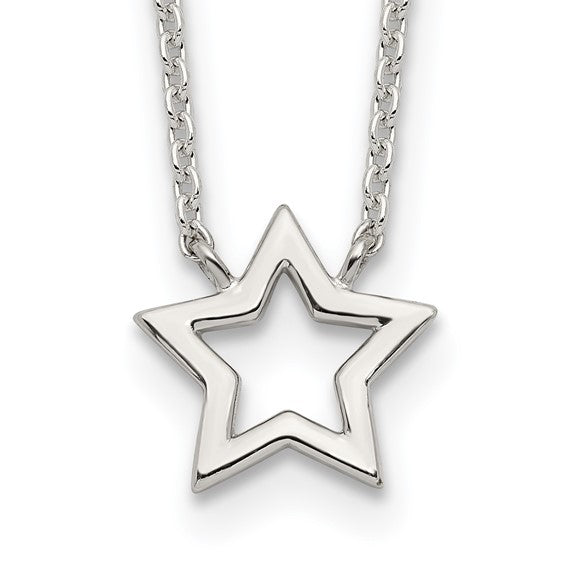 Sterling Silver Cut-Out Star Pendant Necklace