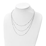 Leslie's Sterling Silver Rhodium-plated Polished Multi-strand Necklace