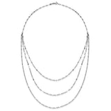 Leslie's Sterling Silver Rhodium-plated Polished Multi-strand Necklace