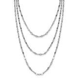 Leslie's Sterling Silver Rhodium-plated Polished Multi-strand Necklace