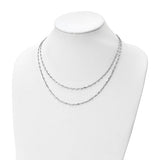 Leslie's Sterling Silver Rhodium-plated Polished Double-strand Necklace