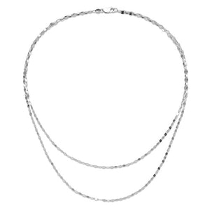 Leslie's Sterling Silver Rhodium-plated Polished Double-strand Necklace
