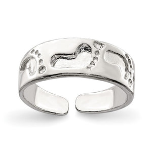 Sterling Silver Foot Print Toe Ring