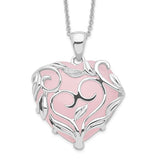 Sentimental Expressions Sterling Silver Rhodium-plated Rose Quartz Generous Heart 18 inch Necklace with Poem Card