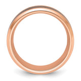 Chisel Stainless Steel Polished Rose IP-plated Synthetic Leather Inlay in Clear Epoxy 8mm Band