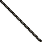 Chisel Stainless Steel Brushed and Polished Square Hematite Beaded 7 inch Bracelet with 1.25 inch Extension