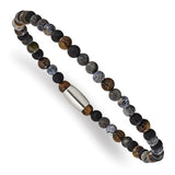 Chisel Agate Beaded Stainless Steel Stretch Bracelet