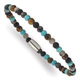 Chisel Agate Beaded Stainless Steel Stretch Bracelet