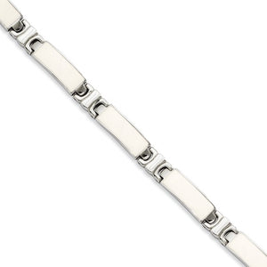 Stainless Steel Polished White Enamel Link Bracelet