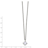 Stainless Steel Lavender CZ Pendant 18in Necklace