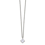 Stainless Steel Lavender CZ Pendant 18in Necklace