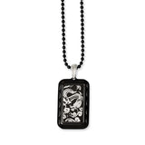 Stainless Steel Black IP-plated with Dragon Dog Tag 20in Necklace