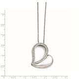 Stainless Steel Polished Crystal Heart Necklace