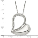 Stainless Steel Polished Crystal Heart Necklace