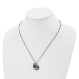 Stainless Steel Antiqued and Polished Synthetic Jade with 20in Necklace